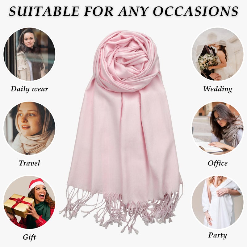 Achillea Soft Silky Pashmina Scarf for Women â€“ Shawl Wrap for Evening Dresses, Bridesmaids, Weddings & Everyday Wear (Light Pink) - Image 5
